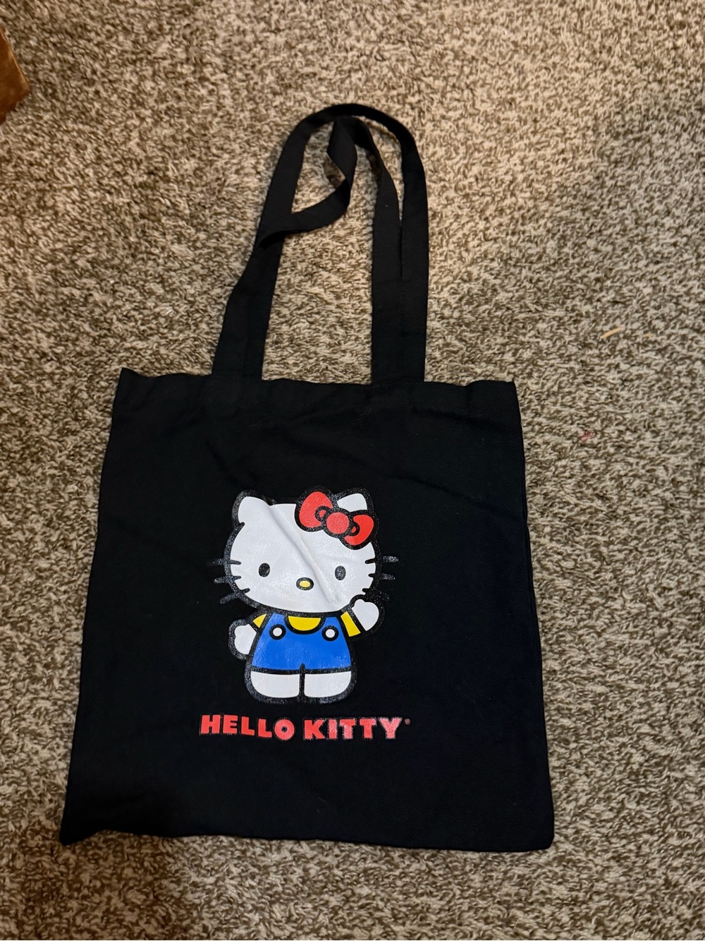 Hello Kitty Black Tote with Red Bow and Blue Outfit